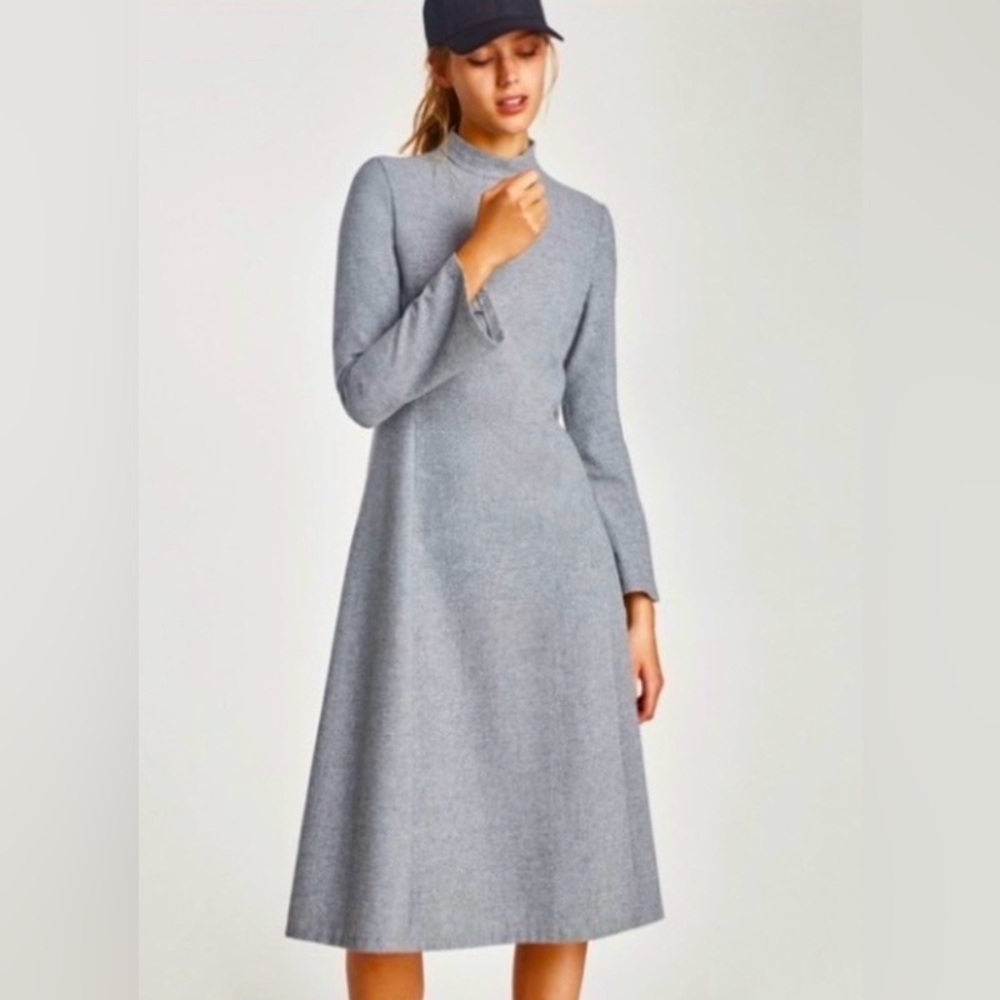 Zara Wool Long Sleeve Peplum Waist
Flare Dress (size S)